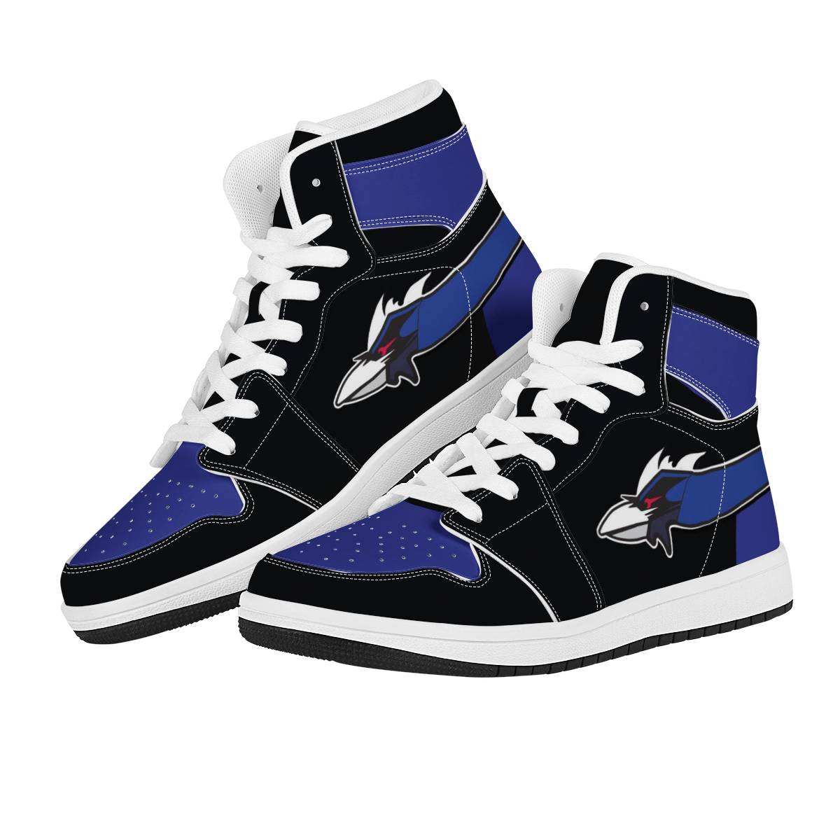 Men's Baltimore Ravens High Top Leather AJ1 Sneakers 001 Men's Baltimore Ravens High Top Leather AJ1 Sneakers 001